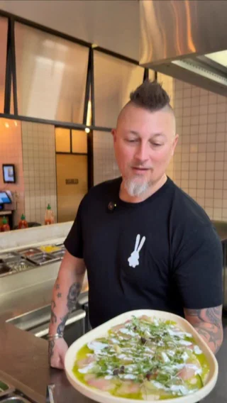 Come behind the scenes with @chefjamincooper at @chinchin while he plates up their iconic Kingfish Sashimi on our stunning Robert Gordon plate
